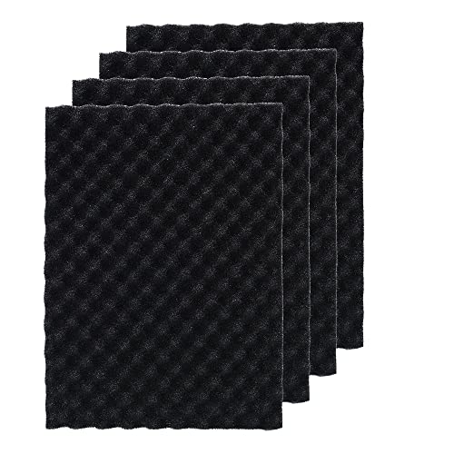 AFACYGN 4 Pack Aquarium Filter Media Bio Sponge Pad 16 x 12 x 1 inch, Fish Pond Foam Filter 20/30/40 PPI (Black 30ppi 4pack)