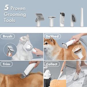 Neakasa by neabot P2 Pro Dog Grooming Kit, Clippers Vacuum Suction 99% Hair, Pet with 5 Proven Tools, 2L Large-Capacity Easy Empty Dustbin for Dogs Cats Animals (Grey-White)