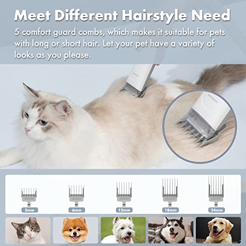 Neakasa by neabot P2 Pro Dog Grooming Kit, Clippers Vacuum Suction 99% Hair, Pet with 5 Proven Tools, 2L Large-Capacity Easy Empty Dustbin for Dogs Cats Animals (Grey-White)