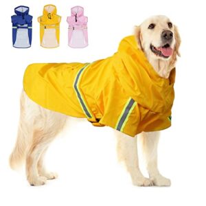 meioro dog raincoat hooded rain jacket,waterproof pet slicker poncho with reflective strip,lightweight adjustable puppy rain coat for small medium large dogs