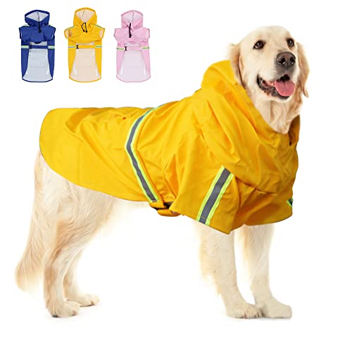 meioro Dog Raincoat Hooded Rain Jacket,Waterproof Pet Slicker Poncho with Reflective Strip,Lightweight Adjustable Puppy Rain Coat for Small Medium Large Dogs