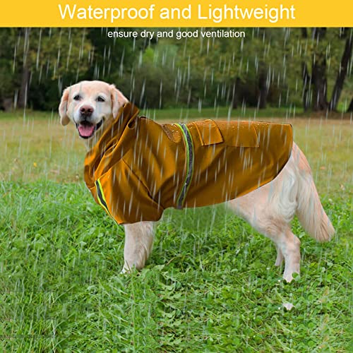 meioro Dog Raincoat Hooded Rain Jacket,Waterproof Pet Slicker Poncho with Reflective Strip,Lightweight Adjustable Puppy Rain Coat for Small Medium Large Dogs