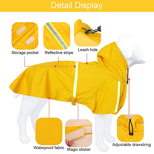 meioro Dog Raincoat Hooded Rain Jacket,Waterproof Pet Slicker Poncho with Reflective Strip,Lightweight Adjustable Puppy Rain Coat for Small Medium Large Dogs