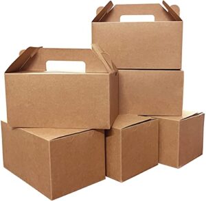 unarty 30 pcs large gable boxes with handle, 8 x 5 x 4 inch kraft gable boxes for gift, large treat boxes with handles for wedding, baby shower, paper gable treat boxes