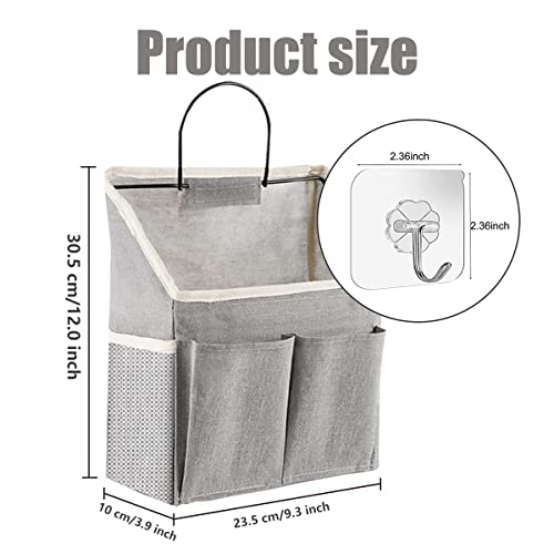 Jremreo Wall Hanging Storage Bag, 2 Pieces Small Linen Fabric Door Hanging Organizer Box, for Kitchen, Bedroom, Bathroom, Office and Student Dormitory