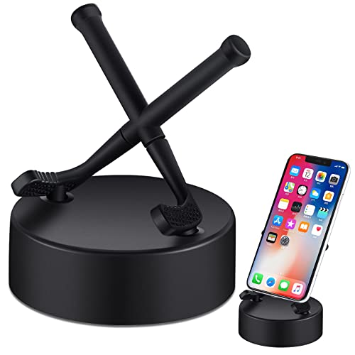 Dunzy 2 Pcs Hockey Cell Phone Stand Universal Smartphone Holder Hockey Puck Phone Stands for Desk Accessories Home Office Desktop, Compatible with Most Mobile Phones