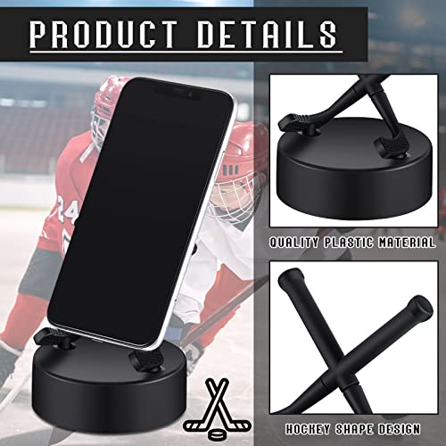 Dunzy 2 Pcs Hockey Cell Phone Stand Universal Smartphone Holder Hockey Puck Phone Stands for Desk Accessories Home Office Desktop, Compatible with Most Mobile Phones