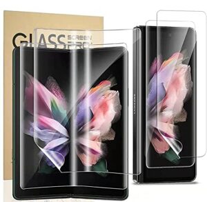 screen protector for samsung galaxy z fold 4 5g, flexible tpu screen protector, 2 pack front with 2 pack inside, fingerprint unlock, case friendly, bubble free, anti-scratch, hd clear
