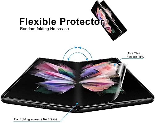 Screen Protector for Samsung Galaxy Z Fold 4 5G, Flexible TPU Screen Protector, 2 Pack Front with 2 Pack Inside, Fingerprint Unlock, Case Friendly, Bubble Free, Anti-Scratch, HD Clear