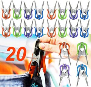 clothespins with hooks, heavy duty colorful outdoor clothes pins for hanging and clipping laundry and clothes, multicolor anti-rust spring hanger clips - 20pcs【upgraded super-powerful locking model】