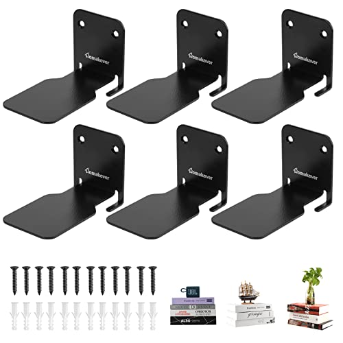 Invisible Floating Bookshelves Wall Mounted, Heavy-Duty Bookshelf Small Metal Shelves Storage Book Organizers, Floating Book Shelf Wall Ledge Shelves for Home Office Classroom Library (Black, 6 Pack)