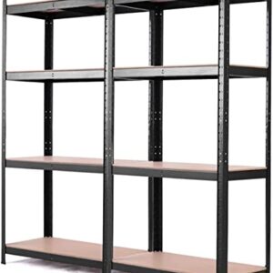 ERGOMASTER Storage Shelves Metal Garage Shelving Unit 4-Shelf Adjustable Heavy Duty Boltless Organizer Rack for Home Warehouse Pantry Office 64" W x 16" D x 63" H（Black,2Pack）