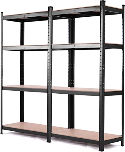 ERGOMASTER Storage Shelves Metal Garage Shelving Unit 4-Shelf Adjustable Heavy Duty Boltless Organizer Rack for Home Warehouse Pantry Office 64" W x 16" D x 63" H（Black,2Pack）