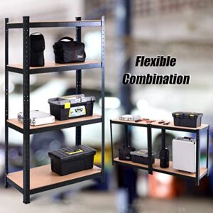 ERGOMASTER Storage Shelves Metal Garage Shelving Unit 4-Shelf Adjustable Heavy Duty Boltless Organizer Rack for Home Warehouse Pantry Office 64" W x 16" D x 63" H（Black,2Pack）