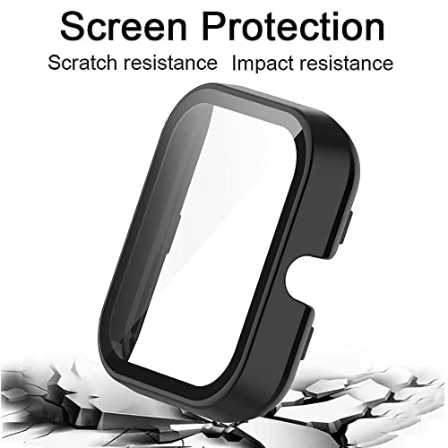 Acadeny Case with Tempered Glass Screen Protector Compatible for Amazfit Bip 3 pro/Bip 3, 9H Hardness 360° All-Round Protective Ultra Thin Protective PC Case Cover for Bip 3 pro/Bip 3 Black