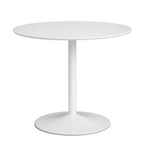 target marketing systems pisa round dining table with chrome plated pedestal base, modern retro kitchen furniture for small spaces, seats 2-4 people, 35.4", pure white
