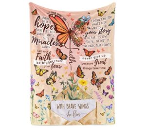 innobeta butterfly gifts for women, girls - inspirational butterfly themed gifts for adult - butterfly blanket for birthday, christmas - butterfly faith - flannel fleece plush blanket - 50"x 65"