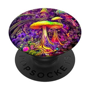 psychedelic magic mushrooms in a retro trippy jungle popsockets swappable popgrip