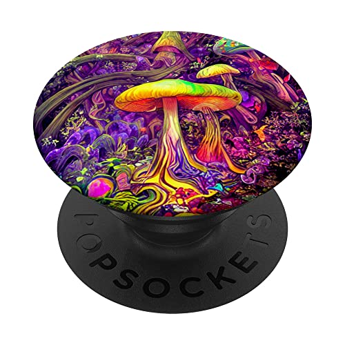 Psychedelic Magic Mushrooms in a Retro Trippy Jungle PopSockets Swappable PopGrip