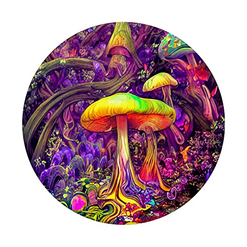 Psychedelic Magic Mushrooms in a Retro Trippy Jungle PopSockets Swappable PopGrip