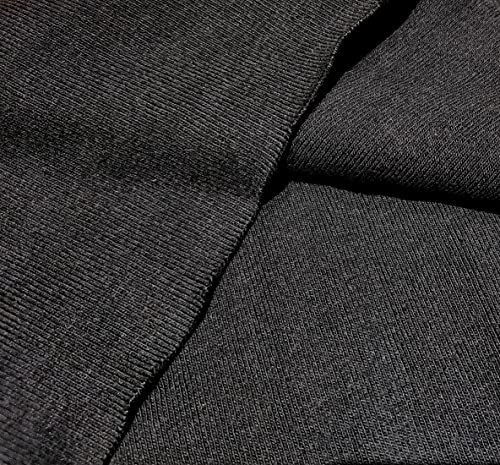 Fabric by The Yard 1 * 1 Heavy Rib 4 Ways Stretch Knit Fabric Cotton Spandex Ribbing Fabric Good for Cuff Neck Hoody Bottom Legging Waist Band 1 Yard Black