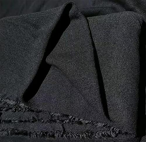 Fabric by The Yard 1 * 1 Heavy Rib 4 Ways Stretch Knit Fabric Cotton Spandex Ribbing Fabric Good for Cuff Neck Hoody Bottom Legging Waist Band 1 Yard Black