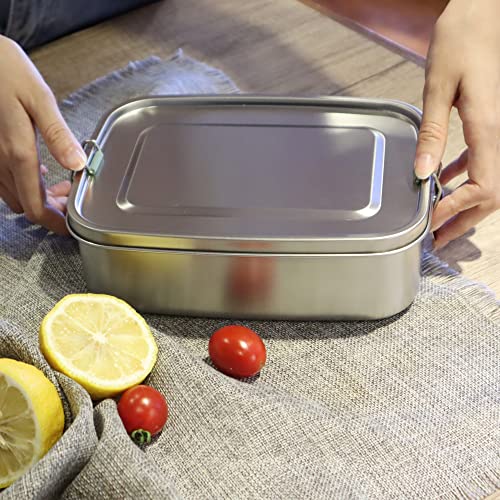 Stainless Steel Lunch Box - 1100ml, Eco & Recyclable Food Container, Leakproof & Dishwasher Safe, BPA Free, On-the-Go Eating Design for Adults & Teens