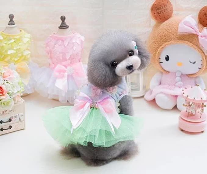 Clopon 3 Pack Dog Dress Birthday Puppy Clothes for Small Dogs Girl Lace Tutu Vest Skirt for Tiny Puppy Dress L