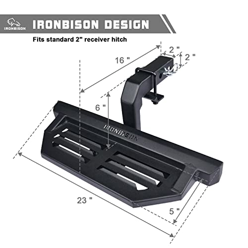 IRONBISON Hitch Steps Universal Fit 2" Hitch Receivers with 5" Drop Step Heavy Duty Steel Hitch Steps for Pickup Truck Fine Texture Black