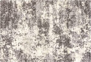 gertmenian indoor modern plush and non-shedding shaggy carpet for foyer living room kitchen entryway bedroom area rug, 9x13 extra large, abstract gray cream vintage grey