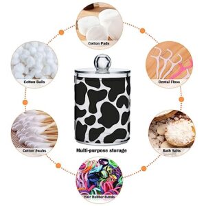 Sletend 2 Pack Plastic Qtips Holder Cow Print Bathroom Organizer Canisters for Cotton Balls/Swabs/Pads/Floss,Plastic Apothecary Jars for Vanity