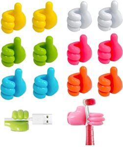 funvalley surperfect 12 pcs creative silicone thumb wall hook multi-function self adhesive thumb clips durable finger hooks wall for refrigerator door bathroom wall storage (color random delivery)