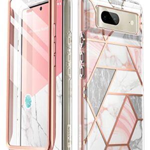 i-Blason Cosmo Series for Google Pixel 7 Case (2022), Slim Full-Body Stylish Protective Case with Built-in Screen Protector (Marble)