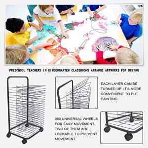 Mobile Art Drying Rack for Classrooms,20 Shelves,Solid Metal Artwork Storage Display Rack, Power Coated Design,Drying Rack with Wheels Painting Crafts, Ideal for Schools and Art Clubs (20 Floors)