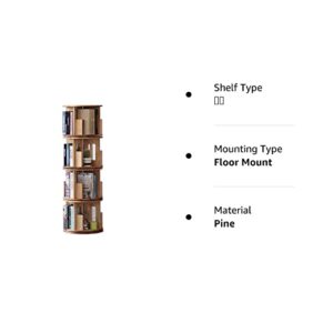 Bear Qiaqia 360° Rotating Bookshelf, 4 Tier Solid Hardwood Freestanding Display Stackable Bookcase, Oiled Oak Finish, for The Living Room, Study and Office(56x17x17 inch)