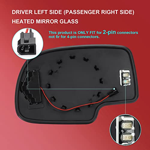 Exterior Mirror Replacement Glass Passenger/Right Side Power Heated Signal fit for 2003-2007 for Chevy Silverado Suburban for GMC Sierra Yukon Replacement Tow Mirror (Passenger/Right)
