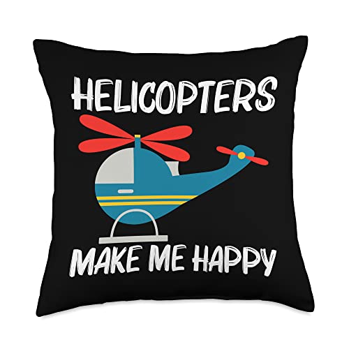 Funny Helicopter Gift Helicopter Pilot Accessories Cool Helicopter Design for Men Women Aircraft Aviation Pilot Throw Pillow, 18x18, Multicolor