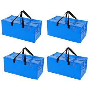 moving bags heavy duty,extra large packing bags for moving,reusable plastic moving totes,moving storage bags for clothes,moving supplies bins,compatible with ikea frakta cart (blue,set of 4)