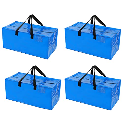 Moving Bags Heavy Duty,Extra Large Packing Bags for Moving,Reusable Plastic Moving Totes,Moving Storage Bags for Clothes,Moving Supplies Bins,Compatible with Ikea Frakta Cart (Blue,Set of 4)