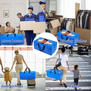 Moving Bags Heavy Duty,Extra Large Packing Bags for Moving,Reusable Plastic Moving Totes,Moving Storage Bags for Clothes,Moving Supplies Bins,Compatible with Ikea Frakta Cart (Blue,Set of 4)