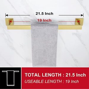 KOKOSIRI 20-Inch Single Towel Bar, Bathroom Towel Holder, Bath Towel Hook Square Robe Hook Coat Hook, Wall Mounted, SUS 304 Stainless Steel, Brushed Gold, B05A3-BG-L20