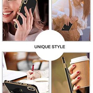 VENINGO iPhone X Case, iPhone Xs Case, Slim Fit Plating Heart Soft TPU with Adjustable Wristband Kickstand Scratch Resistant Shockproof Protective Phone Cover for Apple iPhone X/XS 5.8", Black/Golden