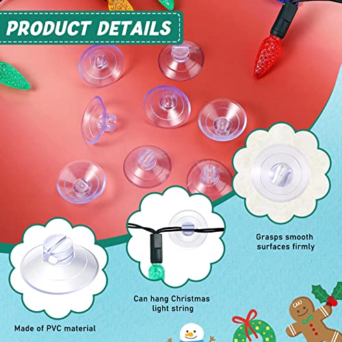 Sieral 225 Pcs Christmas Light Suction Cups String Cup Hook Shower Caddy Connectors Heavy Strength Duty Mini Clear Plastic Transparent Window with