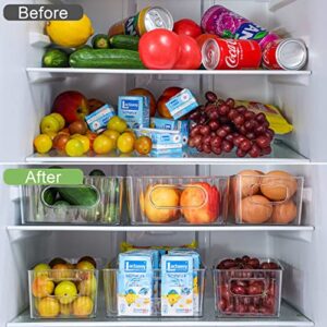 HNNJCK Set Of 10 Refrigerator Organizer Bins, Pantry Fridge Organizers and Storage Bins, Clear Plastic Food Storage Bins for Pantry, Freezer, Kitchen, Cabinets, Fridge - BPA Free