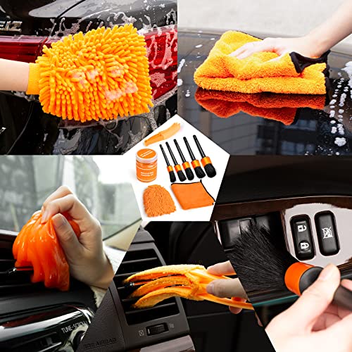 Viewsun 21PCS Car Cleaning Kit, Car Interior Detailing Kit with High Power Handheld Vacuum, Auto Detailing Drill Brush Set, Cleaning Gel, Complete Car Wash Kit Supplies for Deep Cleaning