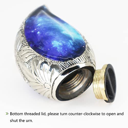 M MEILINXU Small Keepsake Urn for Human Ashes - Mini Cremation Urns for Ashes - Fits a Small Amount of Cremated Remains - Display Urn at Home or Office (Blue Starry Sky - Made of Brass Hand Engraved