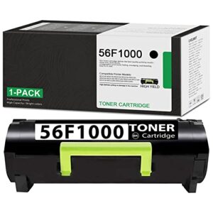 lve 56f1000 high yield toner cartridge replacement for lexmark 56f1000 mx622ade mx622adhe ms621dn ms622de mx321adn mx521de ms321dn ms421dn ms421dw ms521dn mx522adhe printer, 1 pack black.