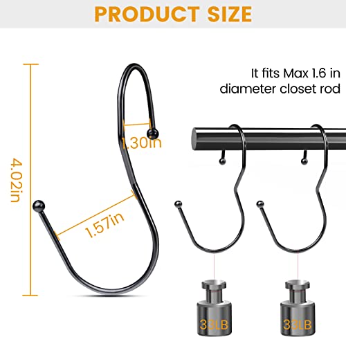 S Hooks for Hanging Clothes - 6 Pack S Hanger Hook Metal, Black S Hooks for Hanging Pot, Pan, Cups, Plants, Bags, Jeans, Towels (6pcs)