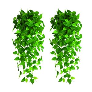 henjade artificial hanging plants 3.6ft fake hanging plant fake ivy vine for wall house room indoor outdoor office decoration (2pcs)