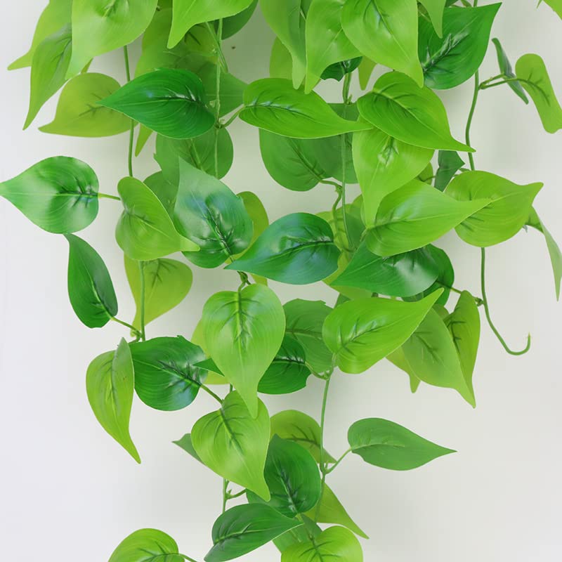 HENJADE Artificial Hanging Plants 3.6ft Fake Hanging Plant Fake Ivy Vine for Wall House Room Indoor Outdoor Office Decoration (2Pcs)